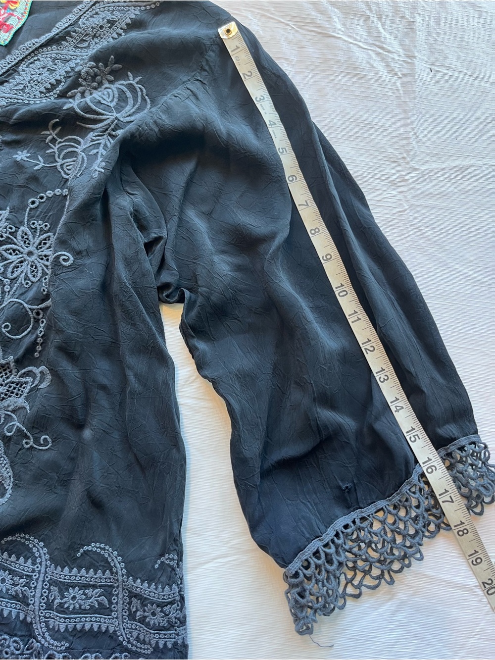 Johnny Was Black Embroidered Tunic Top Eyelet - Picture 9 of 11